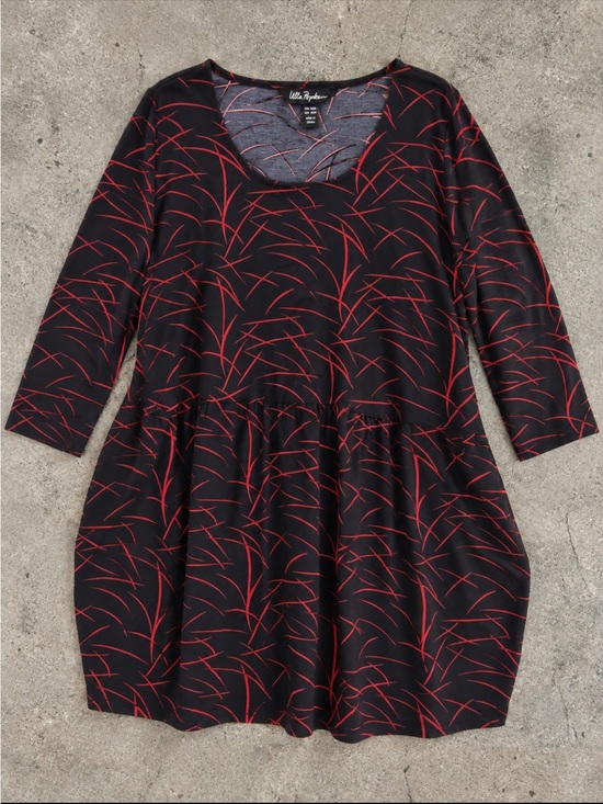 Ulla Popken Tops - Ulla Popken Black Red Abstract Print Tunic Dress 3/4 Sleeve